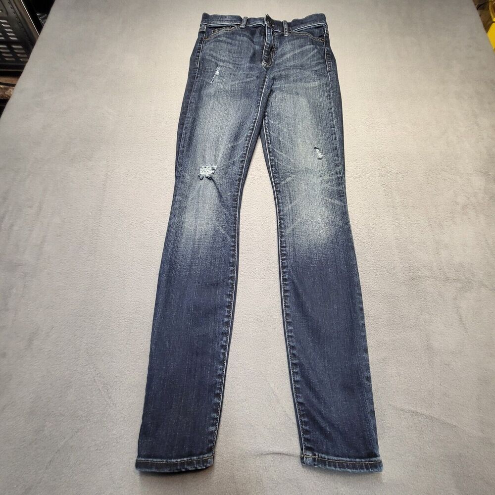 Gap 1969 Jeans Womens Size 25 Blue True Skinny Distressed Stretch Denim